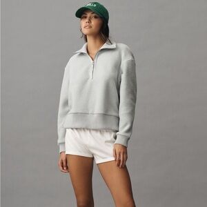 NWT new Large Anthropologie varley roselle half zip fleece sweater blue denim